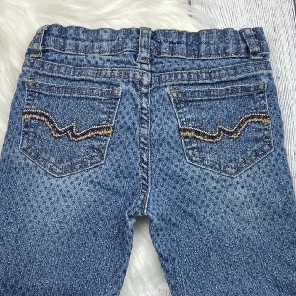 Arizona Jeans Co Skinny Jeans Toddler Girls Size 4T Silver Glitter Polka Dots